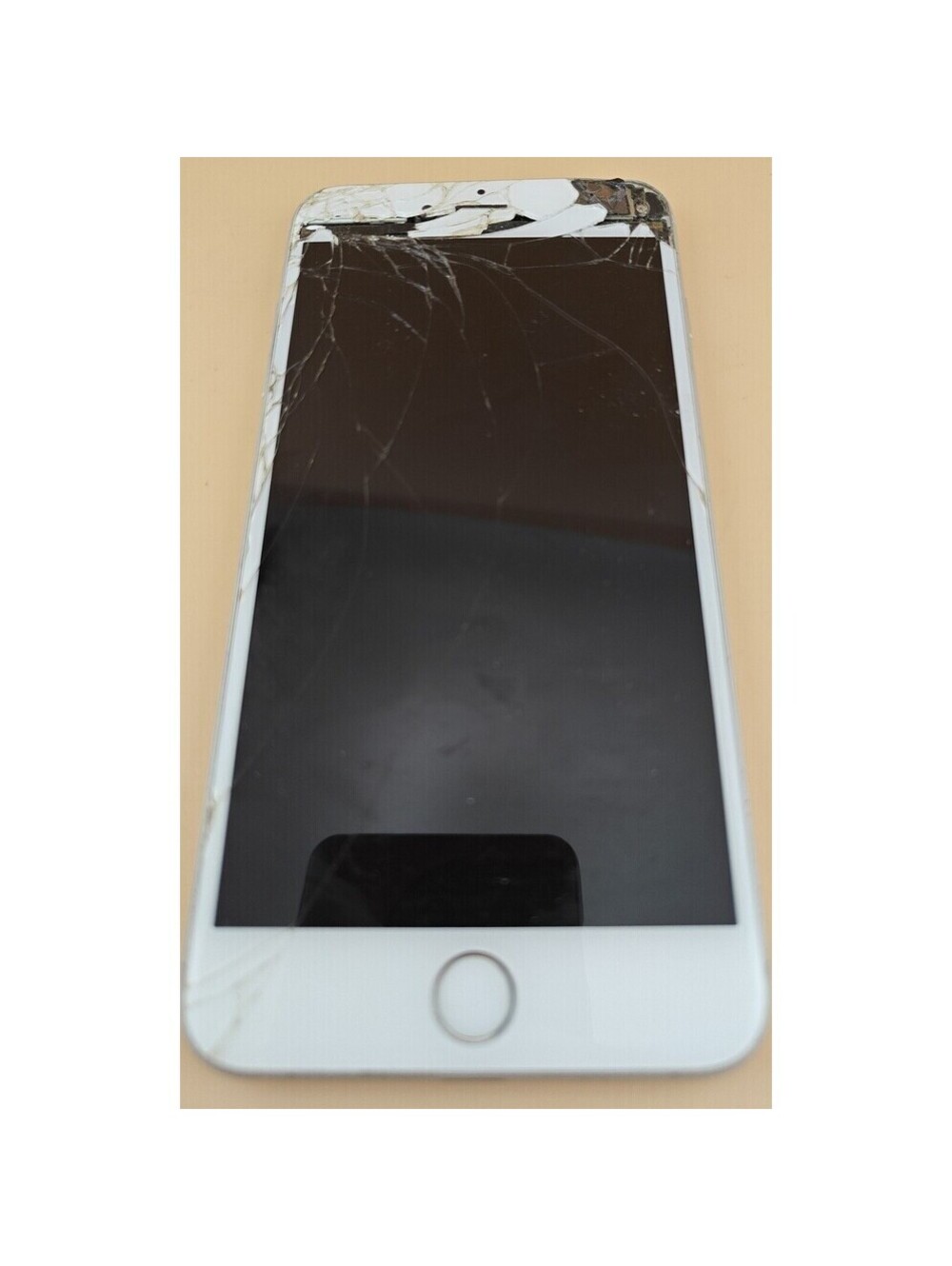 Apple iPhone 6 Plus A1524 White Silver Cracked No Power Parts/Repair As Is